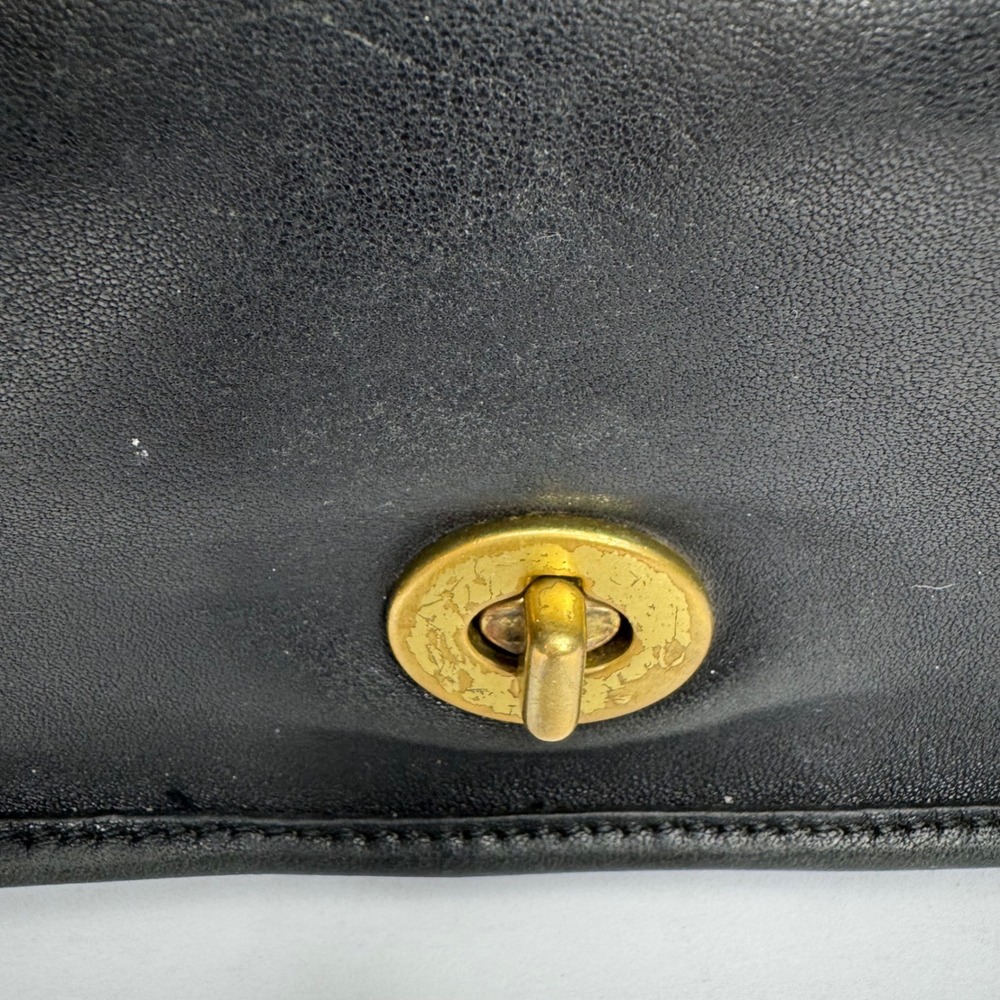 VTG Coach Black Leather Crescent Saddlebag Purse H1D-9718 Turn Lock Crossbody - Picture 2 of 14